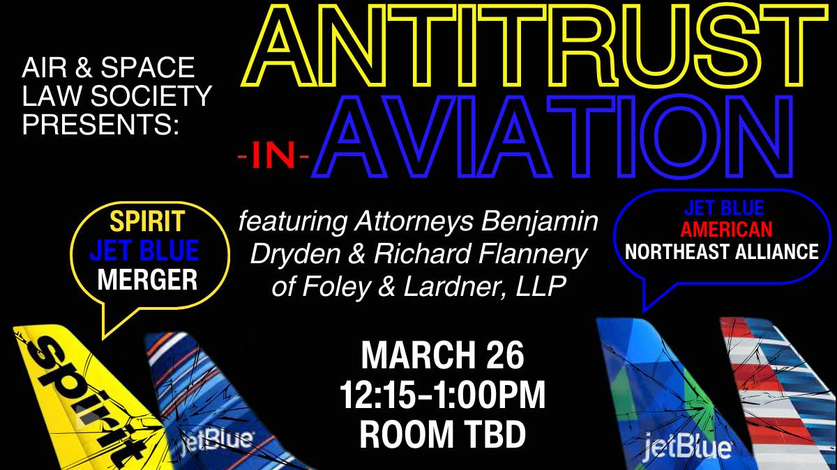Antitrust in Aviation event on March 26 from 12:15 p.m. to 1:00 p.m.