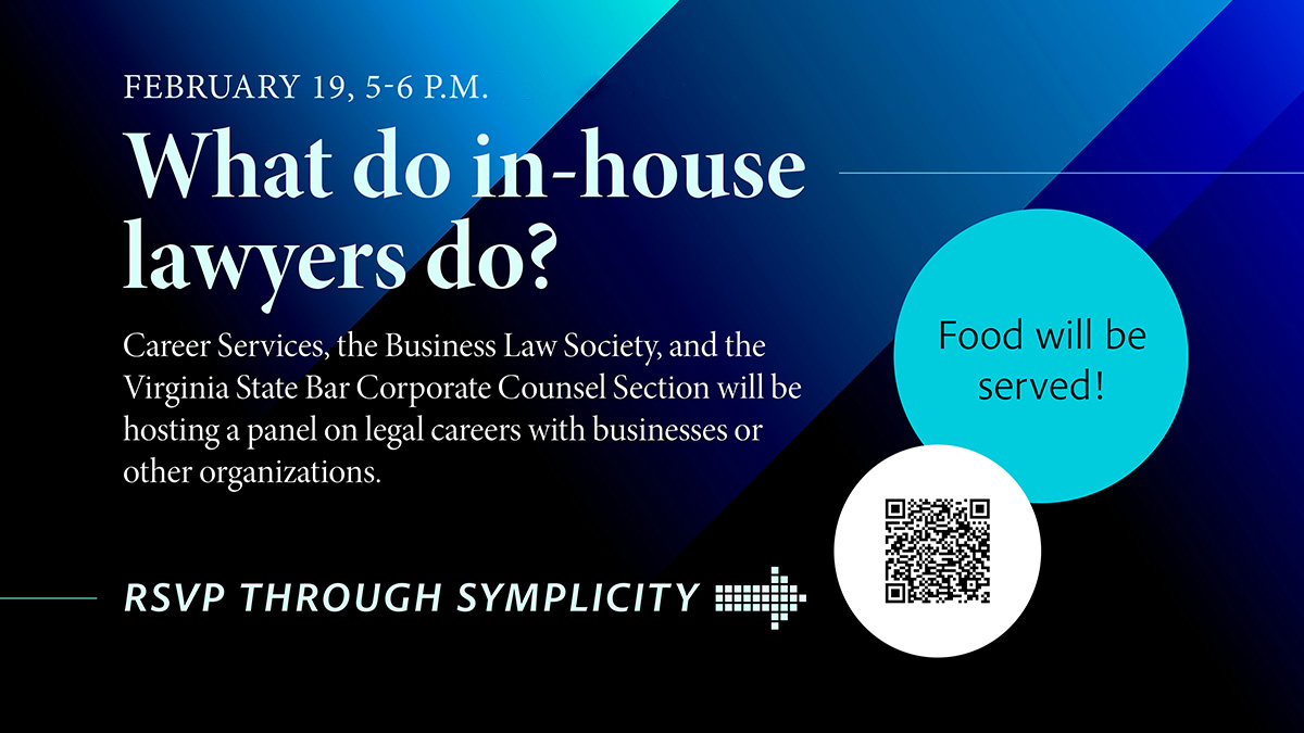 What do in house lawyers do event with qr code https://law-gmu-csm.symplicity.com/students/?s=event&ss=ws&mode=form&id=ff004716d83fcf55c15c371a689b720c&signin_tab=0&signin_tab=0 to rsvp.