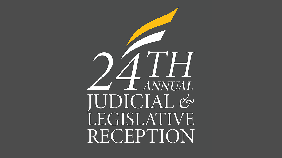 24th judicial legislative reception logo in gray and whilte, with Mason logo styling above number 4.